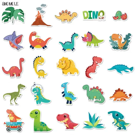 Multipack Schattige Dinosaurus Stickers - 50 stuks bij dedino.nl