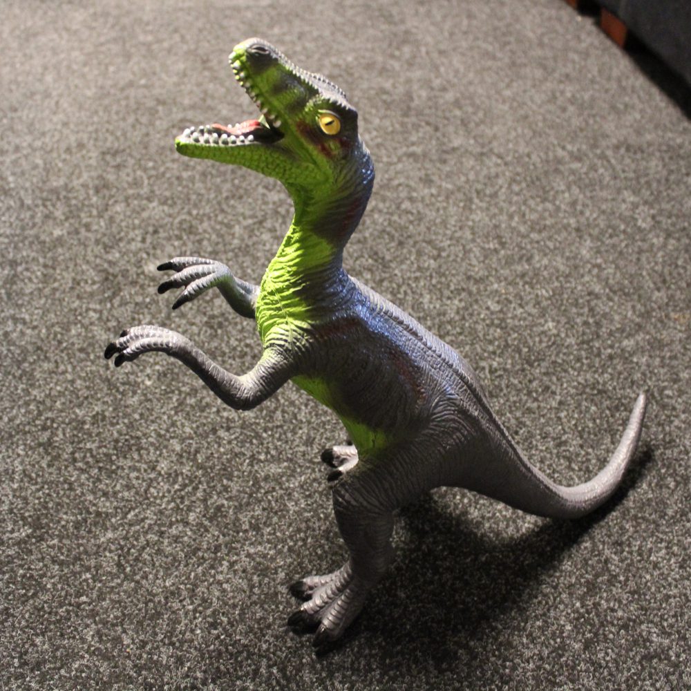 Rubberen Speelgoed Dinosaurus - Groene Velociraptor bij dedino.nl