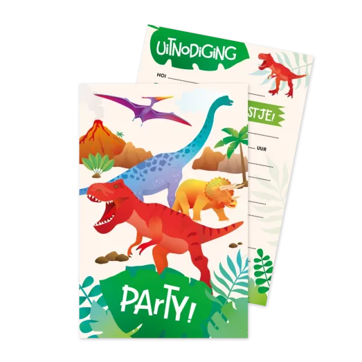 Dinosaurus Uitnodigingskaartjes met Envelop - 6 stuks